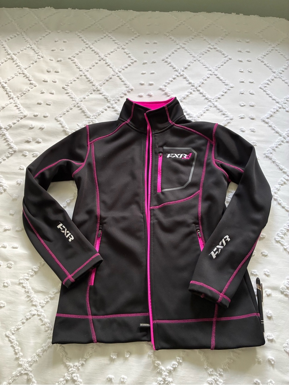 Women's Black FXR racing Jacket with Pink Trim
